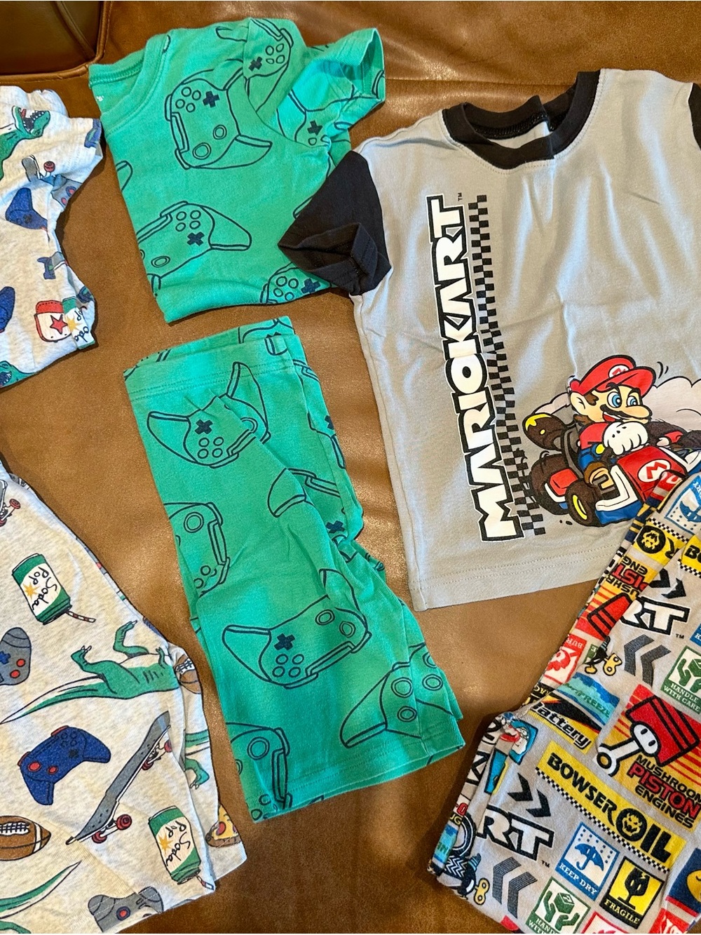 Lot of 3- sz 8 2 Carters Kids Pajama Sets (short bottoms) & 1 Super Mario set